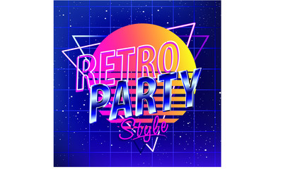 Wall Mural - stock vector  eighties retro neon style ultra violet vintage style disco design fashion party