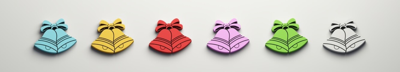 Wall Mural - set of christmas bells. 3d render illustration