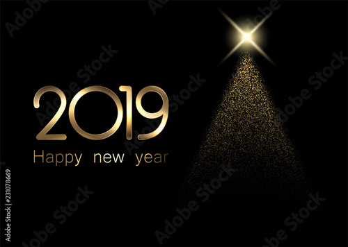 Fotografie, Obraz Happy New Year 2019 card with abstract Christmas tree.