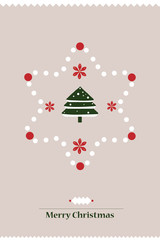 Wall Mural - Merry Christmas card with snowflake and christmas tree.