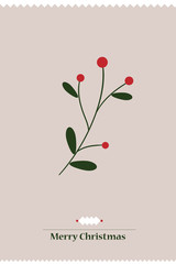 Wall Mural - Merry Christmas card with mistletoe.