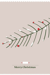 Wall Mural - Merry Christmas card with twig.