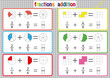 Fractions Addition, Printable Fractions Worksheets for students and Teachers, fraction addition problems. Add two fractions and write the answer in the box.