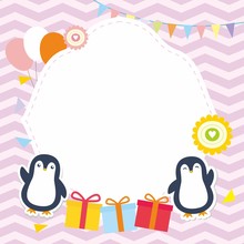 Cute Frame With Penguin Vector
