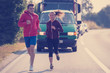 © .shock - young couple jogging along a country road