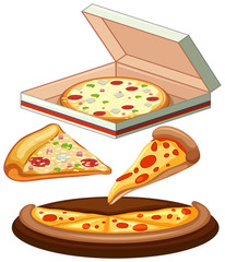 Poster - Set of pizza on white background