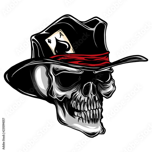 Fotomural vector skull with top hat and ace of spades