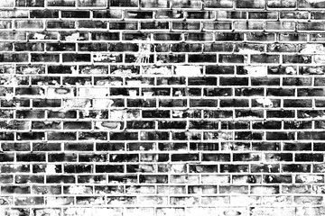 Wall Mural - black and white pattern of distressed overlay texture of old brick wall. Abstract grunge background.