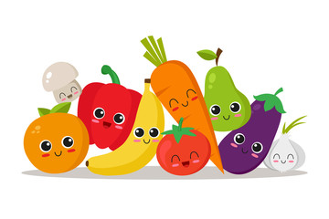 Vegetables and fruits character collection