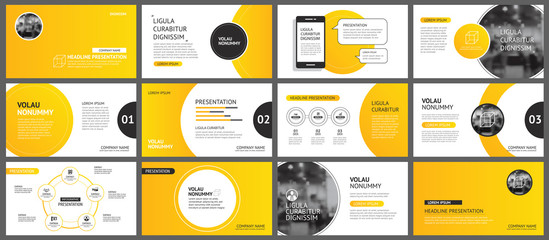 presentation and slide layout background. design yellow and orange gradient circle template. use for
