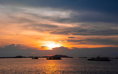 Wall Mural - Sunset at the sea of Sriracha Chonburi Thailand