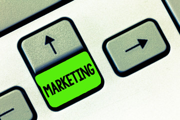 Word writing text Marketing. Business concept for action or business of promoting and selling products services.