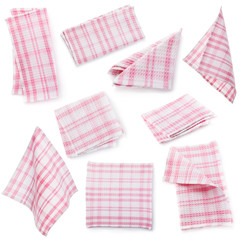 Wall Mural - Set of various napkins of pink color, isolated on white background