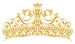 Gold tiara crown women's wedding with stones drawing vector eps 10
