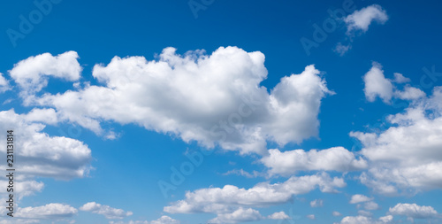Clouds and blue skies in daylight.