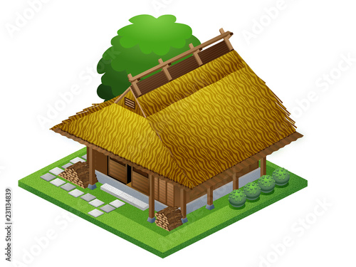 日本家屋 茅葺屋根の小屋 Adobe Stock でこのストックイラストを購入して 類似のイラストをさらに検索 Adobe Stock