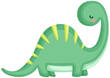 A Green Brachiosaurus Looking Behind Her Back
