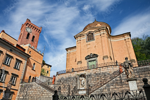 Cuadros en Lienzo San Miniato, Pisa, Tuscany, Italy: Church of the Holy Cross and medieval tower o