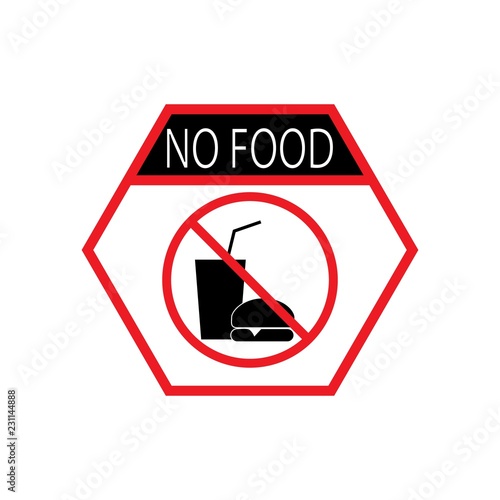 No Food Or Drinks Sign Silhouette Hamburger And Cup In Red