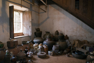 Jugs at old traditional house in Goa state. India