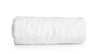 Clean rolled towel on white background