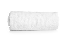 Clean Rolled Towel On White Background
