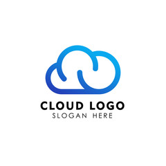 Wall Mural - cloud tech logo design in line art style. cloud logo design vector icon