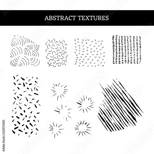Grunge Abstract Textures Set Line Dots And Check Mark Drawings
