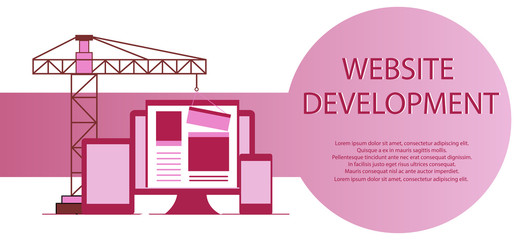 Flat design of website under construction, web page building pro
