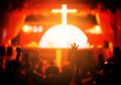 © Love You Stock - Christians raising their hands in praise and worship at a night music concert. Eucharist Therapy Bless God Helping Repent Catholic Easter Lent Mind Pray. Christian concept background.