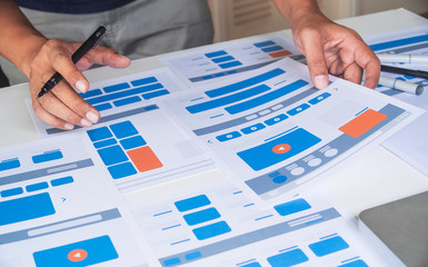 website designer creative planning application developer development draft sketch drawing template l