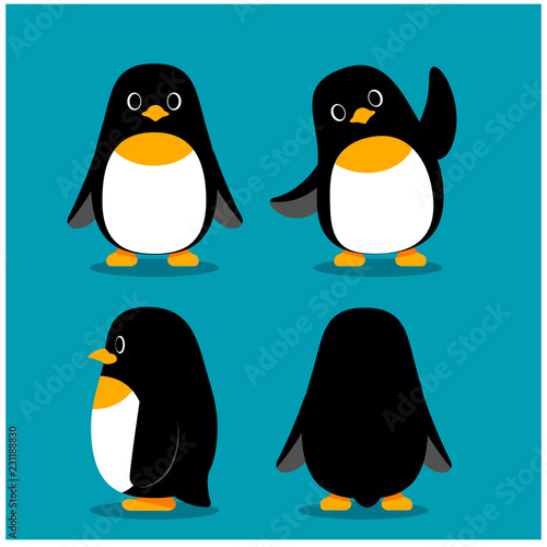Fotomural Vector set of penguin characters in different action poses