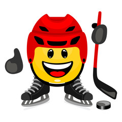 Wall Mural - concept of winter sport. cute hockey player emoticon in cartoon style on white background.