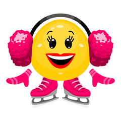 Wall Mural - concept of winter sport. cute figure skater emoticon in cartoon style on white background.
