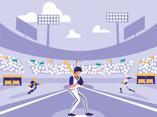 Wall Mural - baseball sport stadium scene