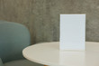 © 88studio - white label in cafe. display stand for acrylic tent card in coffee shop. mockup menu frame on table in restaurant.