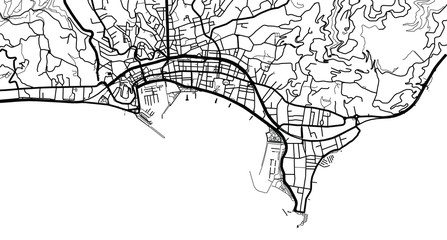 Urban vector city map of Cannes, France