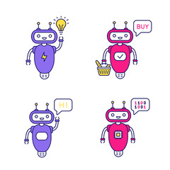 Sticker - Chatbots color icons set