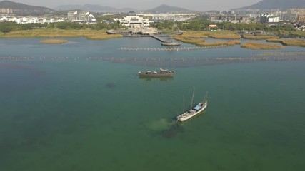 Poster - Lake Taihu Nantoucun Suzhou Tourist Area China Aerial UAV 4K