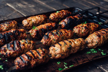 Grilled Beef Kebabs On A Tray