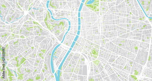 Fotografía Urban vector city map of Lyon, France