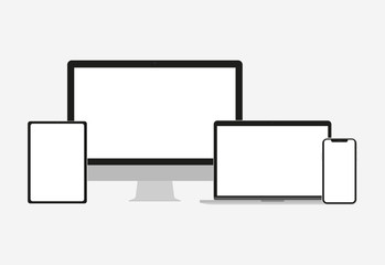 Wall Mural - Set of electronic devices in a flat style style