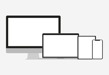 Wall Mural - Set of electronic devices in a flat style style