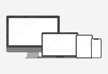 Wall Mural - Set of electronic devices in a flat style style