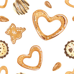 Wall Mural - Sweet pattern with chocolates and cookies