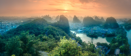 Wall Mural - Li River and Karst mountains Guilin, Yangshuo