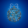 bolts, nuts, nails, screws, tools christmas decorations blue