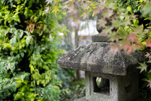 Stone Lantern In Japanese Garden