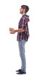 © ASDF - side view. smiling male student with books.