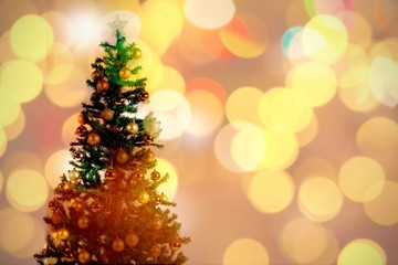 Wall Mural - Composite image of defocused of christmas tree lights and